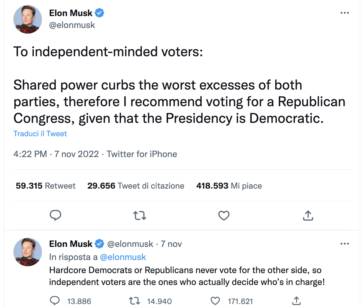 Elon Musk Midterm elections tweet